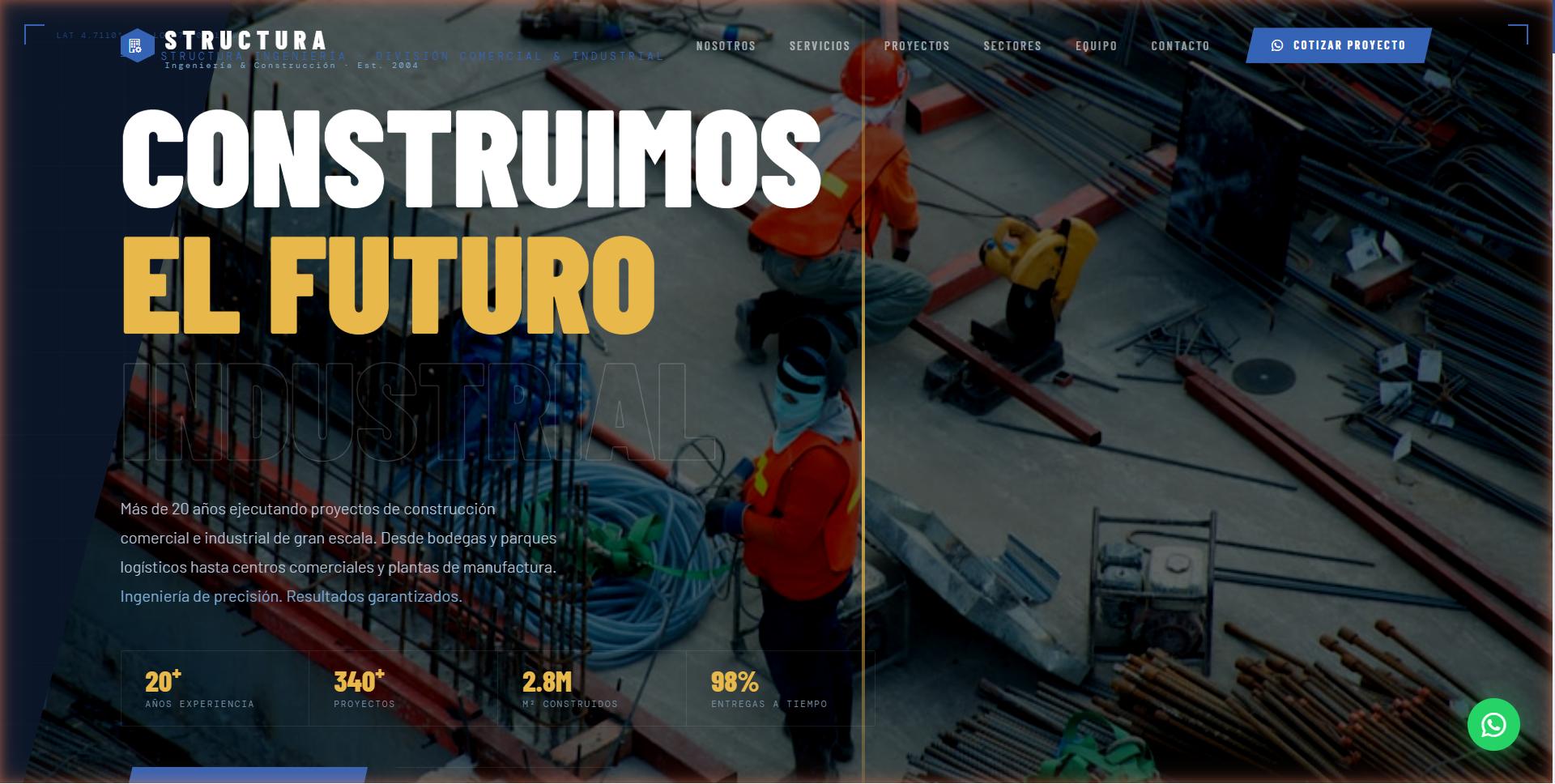 Structura Constructora — Construction company corporate site with project gallery, stats showcase, and quote request module.