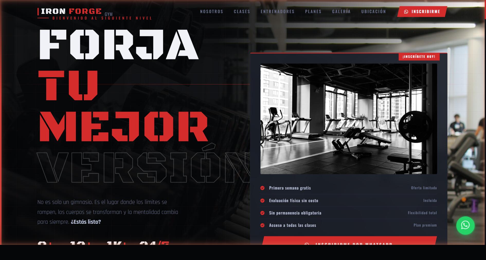 IronForge Gym v2 — Gym landing page redesign with full-width imagery, class schedules, and membership comparison.
