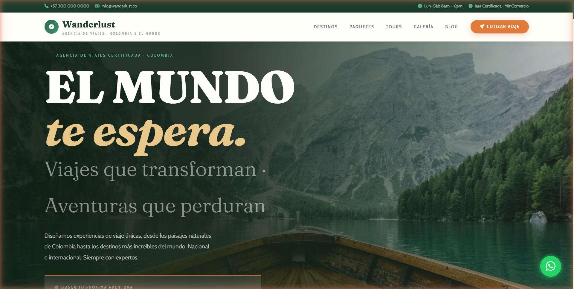 Colombia Viva Tours — Adventure travel landing page with immersive visuals, itinerary previews, and quote request form.